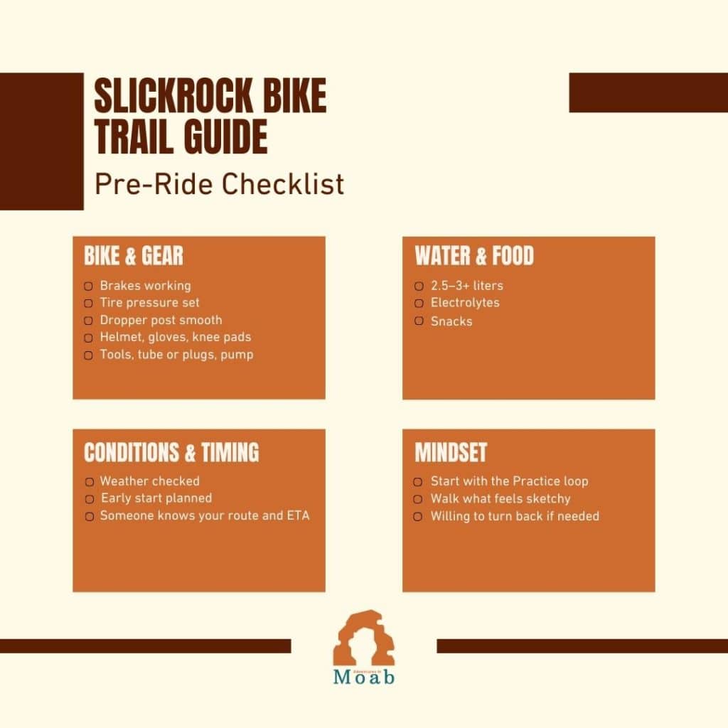Slickrock Bike Trail Guide - Pre-Ride Checklist