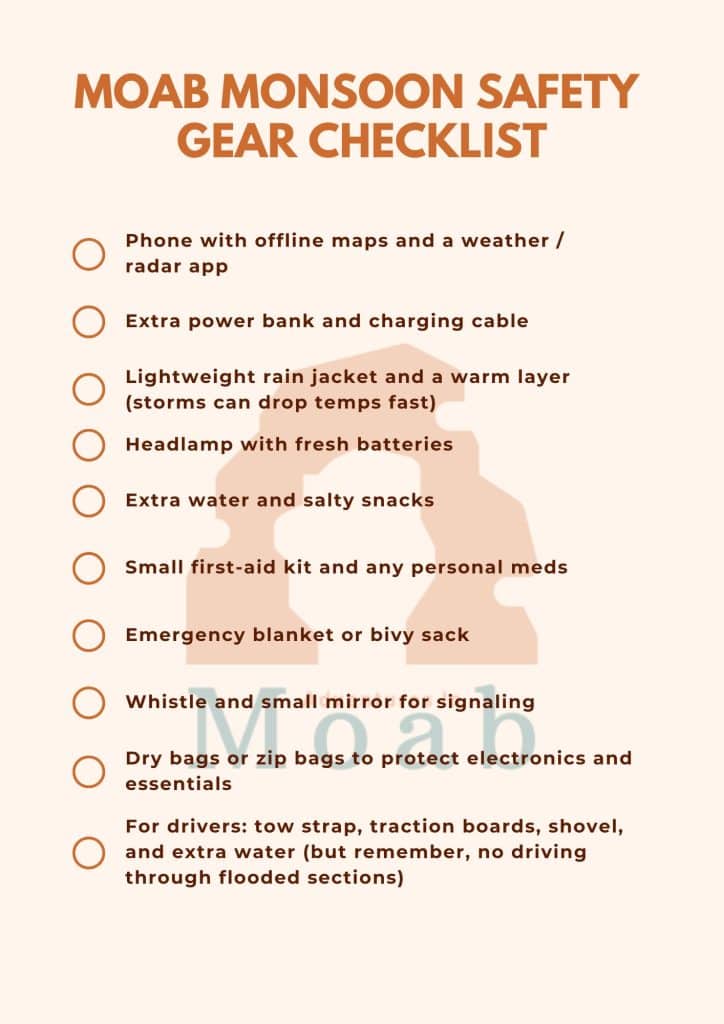 Moab Monsoon Safety - Monsoon-Ready Gear Checklist