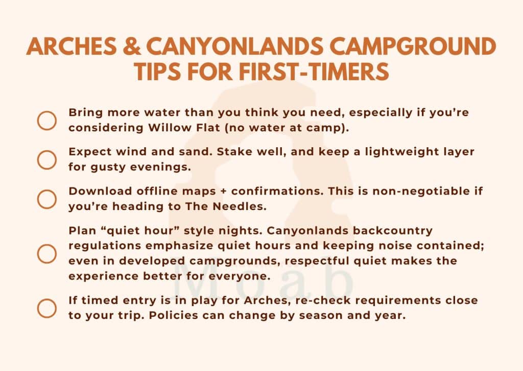 Arches & Canyonlands Campground - Tips for First-Timers
