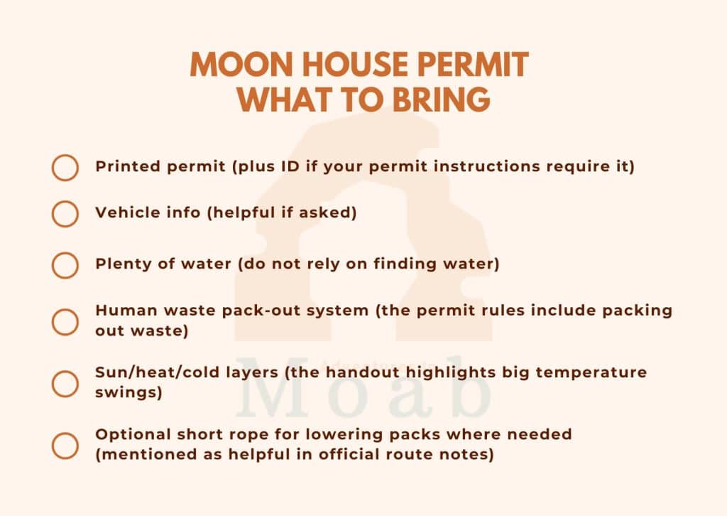 Moon House Permit - What to Bring